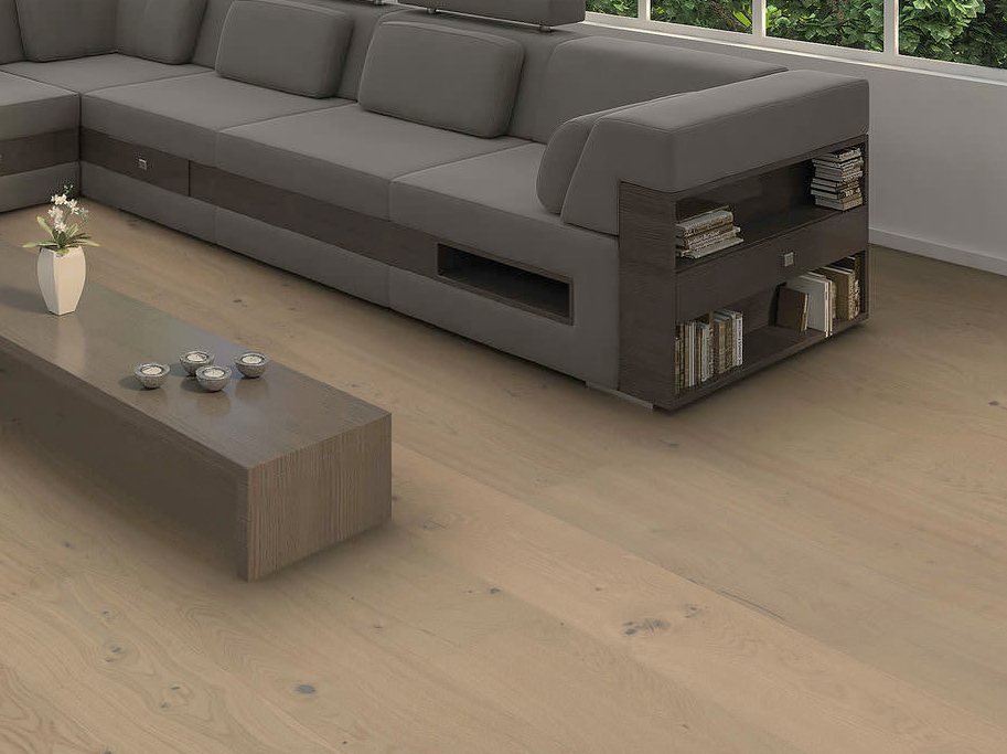 HARO Plankegulv - Brstet Eg Sandgr Sauvage med naturaDur matlak - Bredde 240 mm