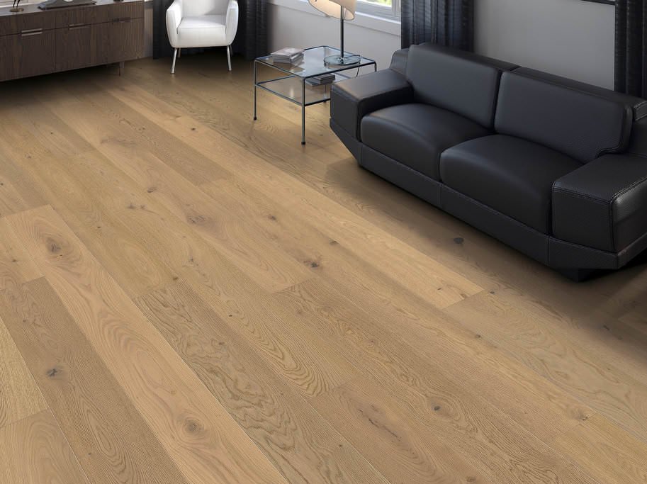 HARO Plankegulv - Brstet Afrikansk Eg Light Purohvid Sauvage med hvid olie - Bredde 180 mm