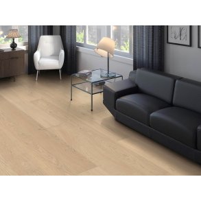 HARO Plankegulv - Brstet Eg Lysehvid Exklusiv med hvid olie - Bredde 180 mm