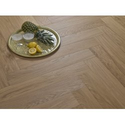 Stavparket med kliksystem - Eg Prime Hvid med hvid matlak - Bredde 135 mm