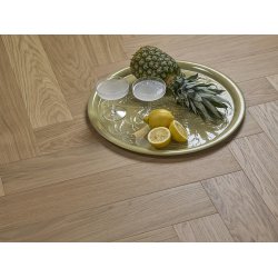 Stavparket med kliksystem - Eg Prime Hvid med hvid matlak - Bredde 135 mm