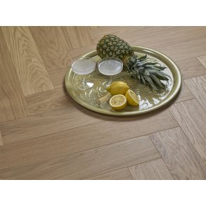 Stavparket med kliksystem - Eg Prime Hvid med hvid matlak - Bredde 135 mm