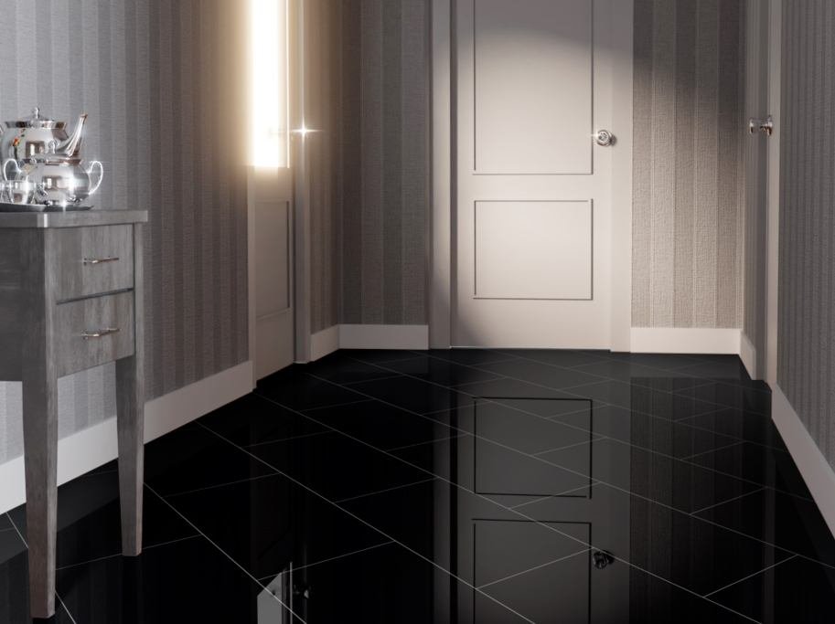 Laminatflise - Uni HG Svart