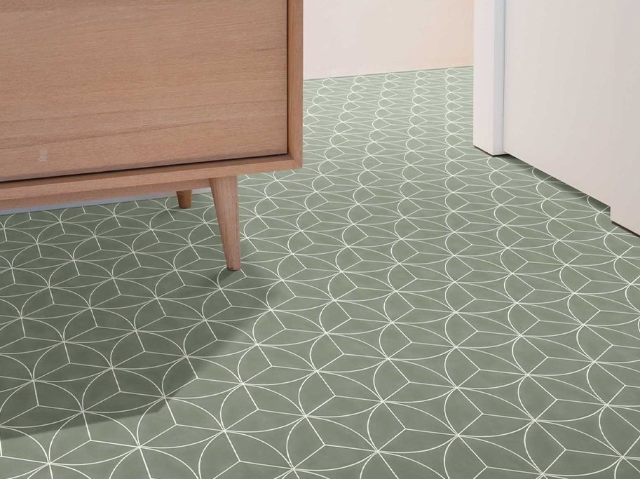Vinyl - Gr�nt geometrisk klinkem�nster