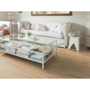 Parketgulv 3-stav - Brstet Eg Moon med hvid naturaDur matlak - Bredde 180 mm