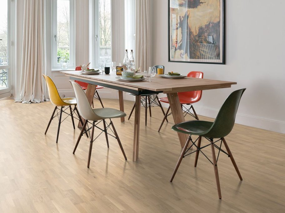 Parketgulv 3-stav - Eg Sun med hvid olie - Bredde 180 mm