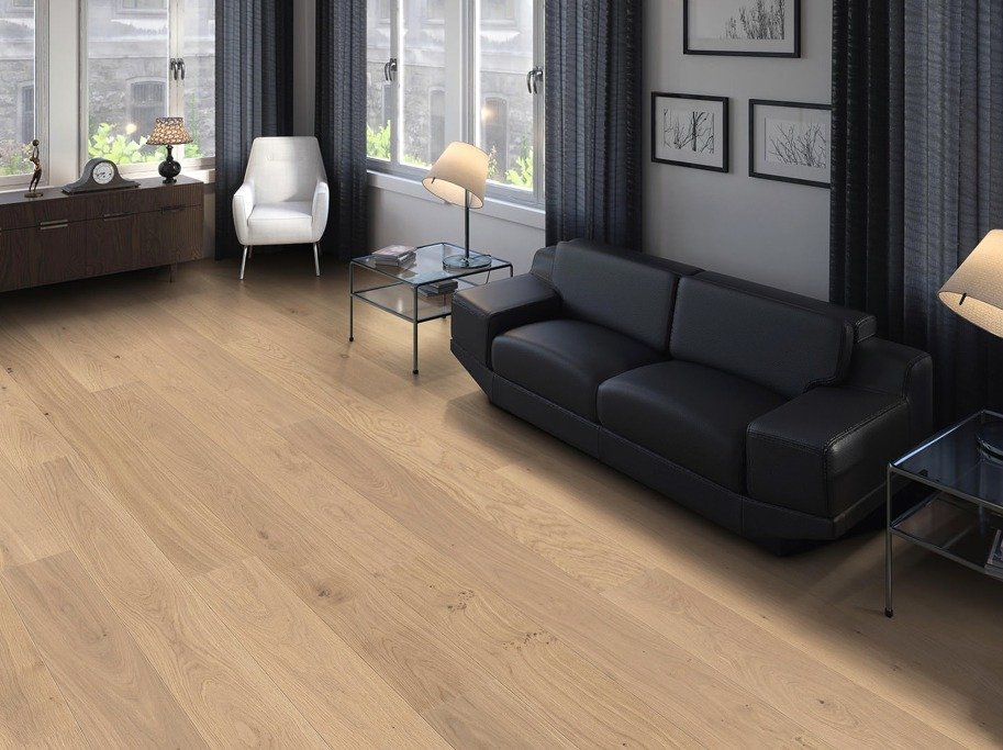 Plankegulv - Brstet Eg Beach med hvid matlak - Bredde 180 mm