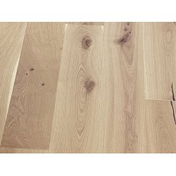 Plankegulv - Brstet Eg Rustik med hvid matlak - Bredde 180 mm