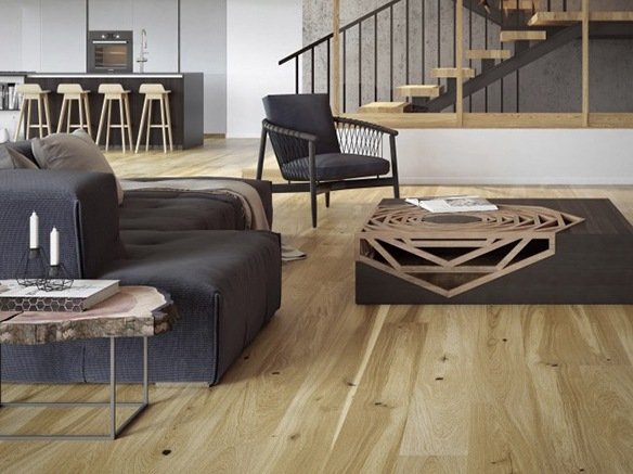 Plankegulv - Brstet Eg Rustik med klar matlak - Bredde 180 mm