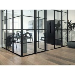 Plankegulv - Herregrdsplank i brstet Eg Antikgr med matlak - Bredde 260 mm