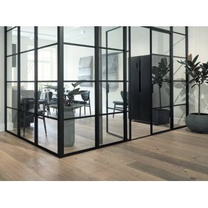 Plankegulv - Herregrdsplank i brstet Eg Antikgr med matlak - Bredde 260 mm