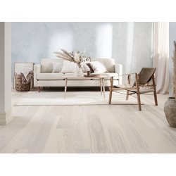 Slotsplank - Brstet Ask Accent med hvid matlak - Bredde 190 mm