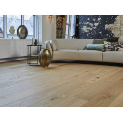 Wideplank - Brstet Eg Country med hvid matlak - Bredde 220 mm