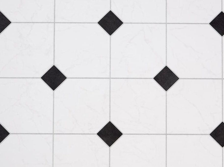 Vinyl - Vitt klinkerm�nster med svarta detaljer