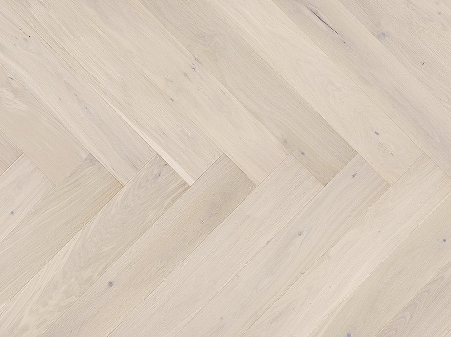 Sildeben med kliksystem - Brstet Eg Family med hvid lak - Bredde 130 mm