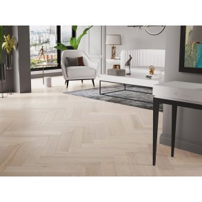 Sildeben med kliksystem - Brstet Eg Family med hvid lak - Bredde 130 mm