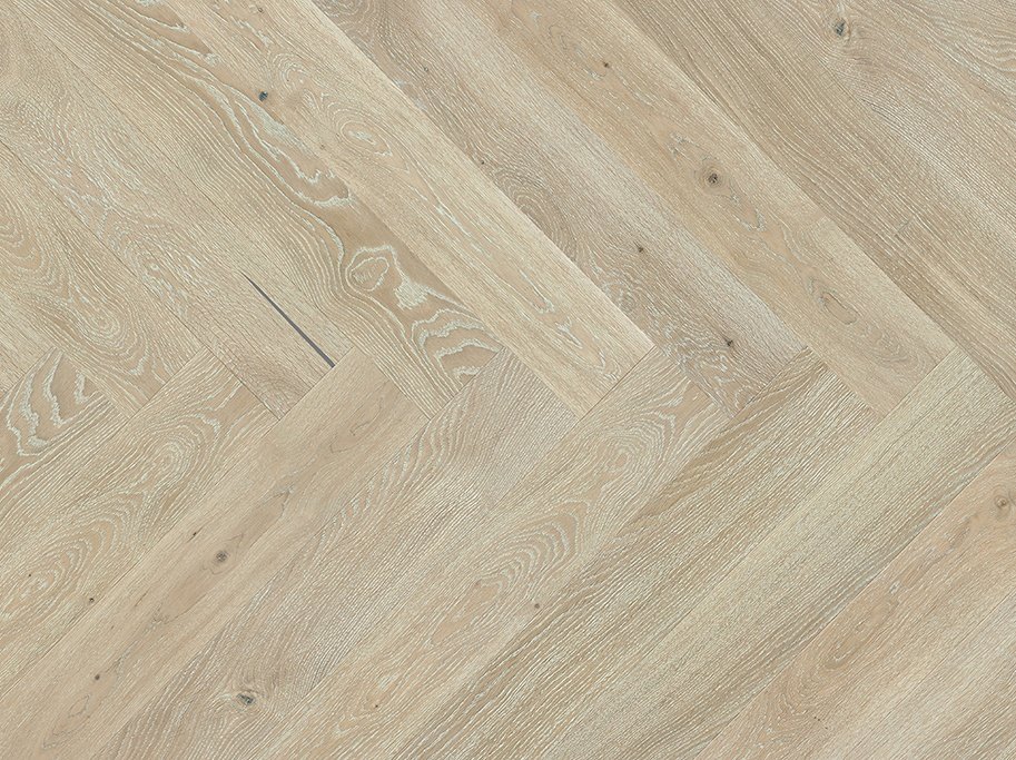 Sildeben med kliksystem - Brstet Eg Family med hvidtonet matlak - Bredde 130 mm