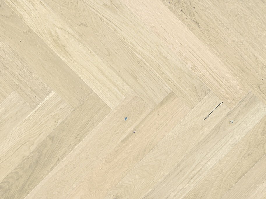 Sildeben med kliksystem - Brstet Eg Family med hvid matlak - Bredde 130 mm