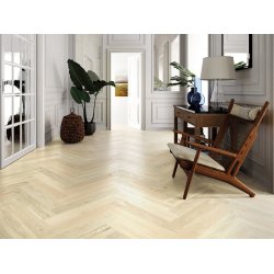 Sildeben med kliksystem - Brstet Eg Family med hvid matlak - Bredde 130 mm