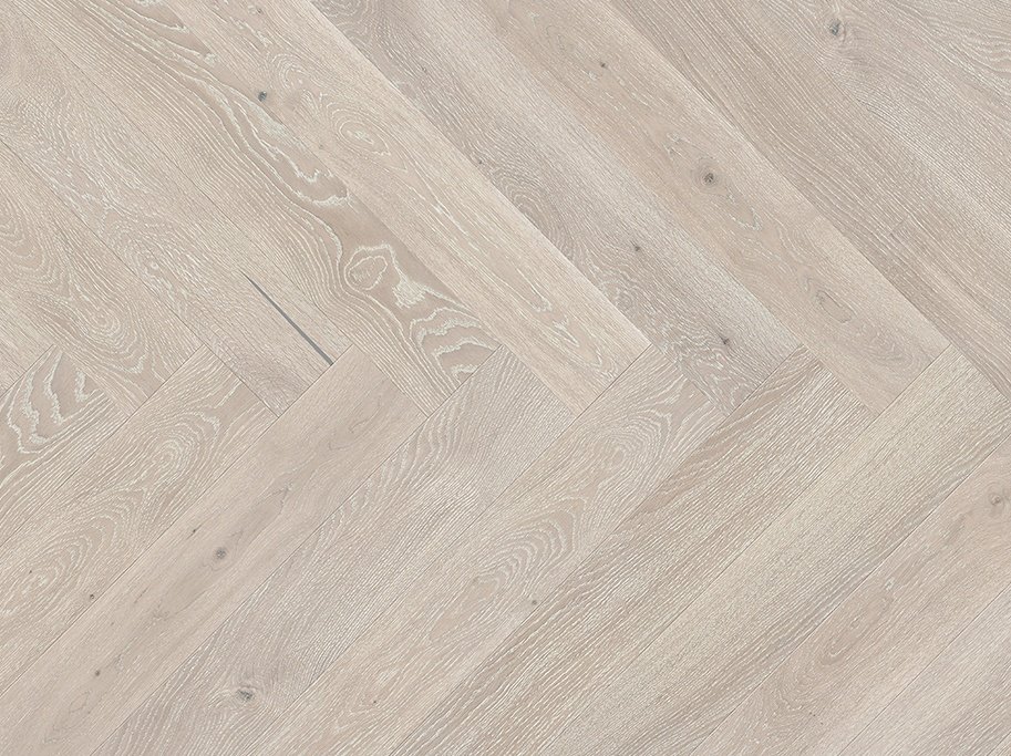 Stavparket med kliksystem - Brstet Eg Natur med cremehvid lak - Bredde 130 mm