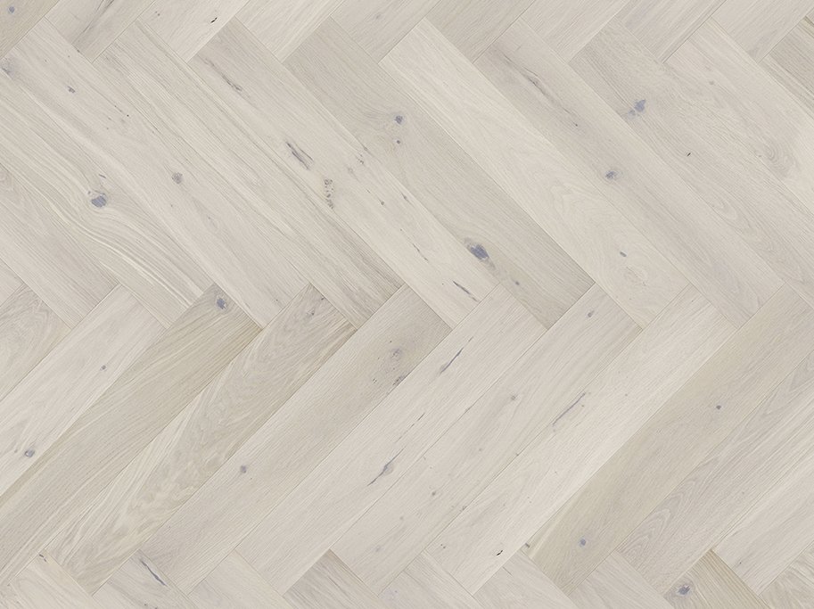 Stavparket med kliksystem - Brstet Eg Country med hvid matlak - Bredde 130 mm