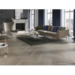 Stavparket med kliksystem - Brstet Eg Natur med gr matlak - Bredde 130 mm