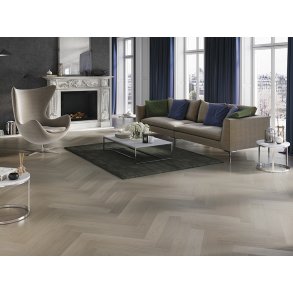 Stavparket med kliksystem - Brstet Eg Natur med gr matlak - Bredde 130 mm