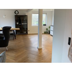 Stavparket med kliksystem - Brstet Eg Country med klar matlak - Bredde 130 mm