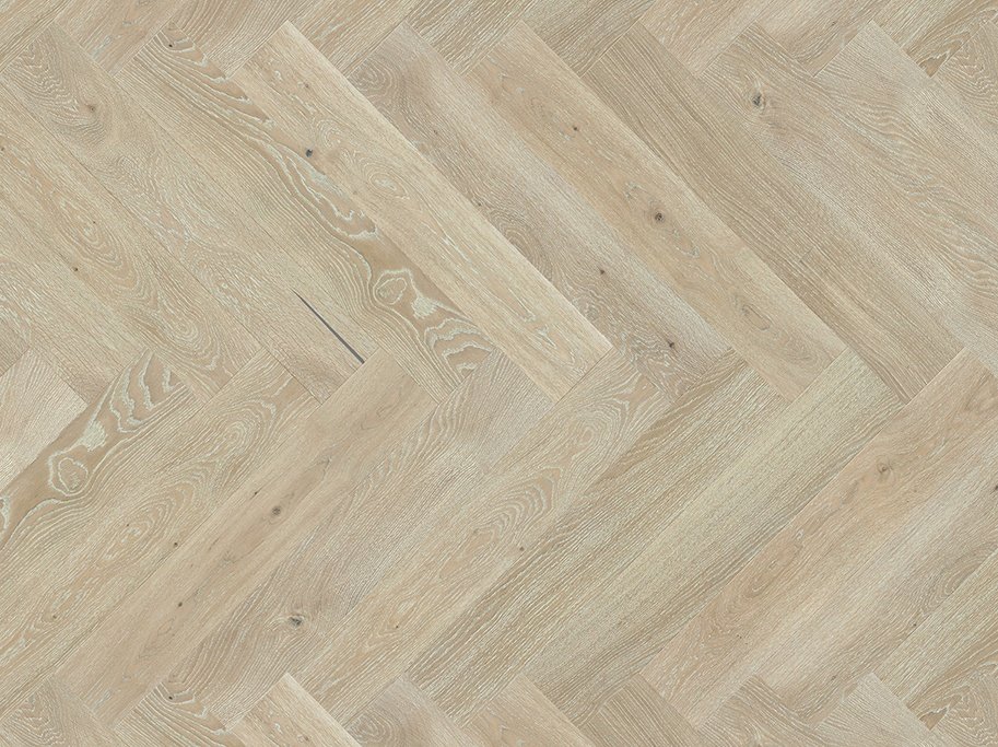 Stavparket med kliksystem - Eg Select med hvid matlak - Bredde 130 mm