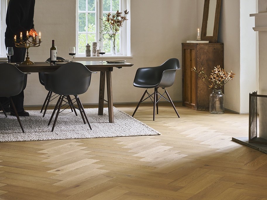 Sildeben med kliksystem - Eg Charlottenlund Accent Hvid med ultramat lak  - Bredde 145 mm