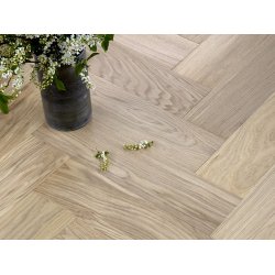 Stavparket med kliksystem - Eg Charlottenlund Hvid med hvid ultramat lak - Bredde 145 mm