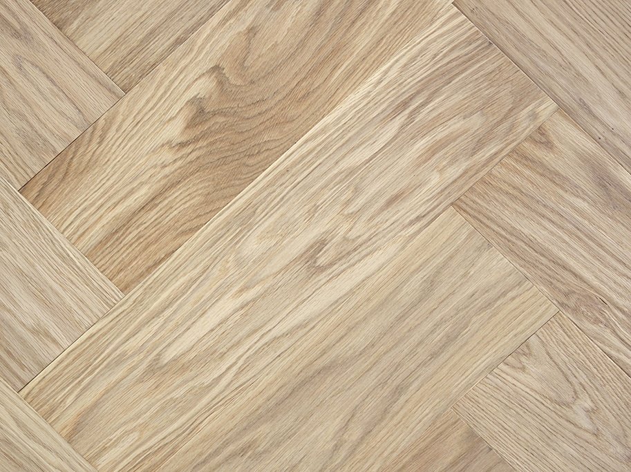 Stavparket med kliksystem - Eg Charlottenlund Hvid med hvid ultramat lak - Bredde 145 mm