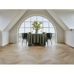 Stavparket med kliksystem - Eg Charlottenlund Hvid med hvid ultramat lak - Bredde 145 mm