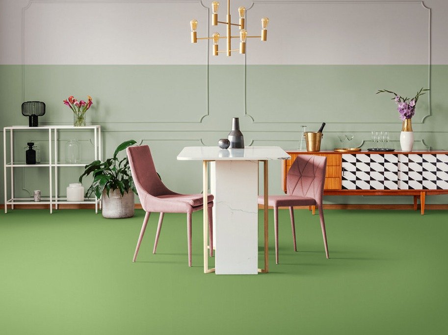 Grøn - Skøn ensfarvet vinyl - Køb gulvet »