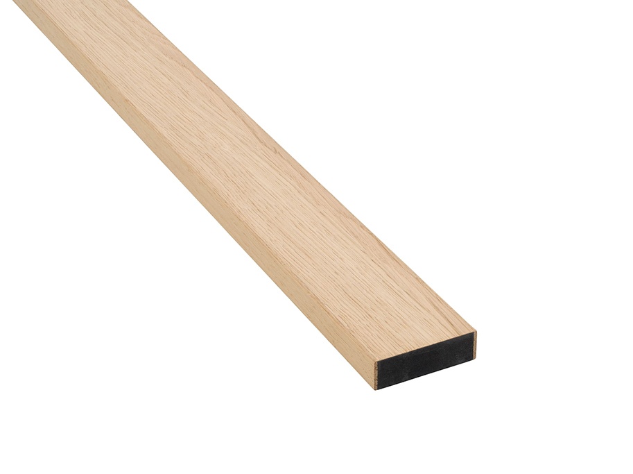Afslutningsliste til akustikpanel - Ubehandlet Eg - Sort MDF - 65 mm - 2400 mm